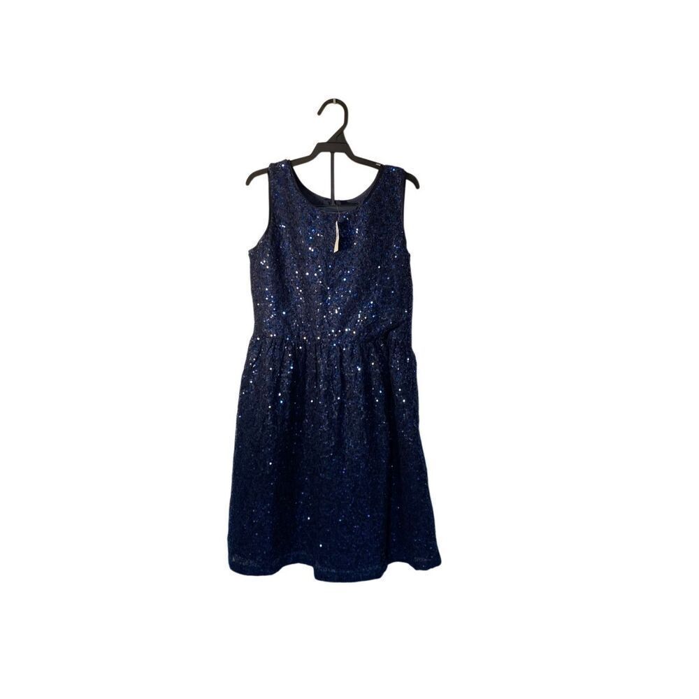 NWT gap girls, festive navy blue sequin A-line dress, 12
